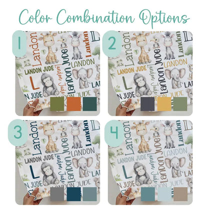 CUSTOM BABY BOY Safari Animals Baby Blanket