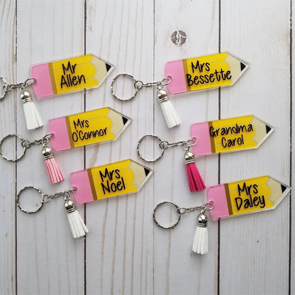 Personalized Pencil Keychain, Teacher Name School Appreciation Gift