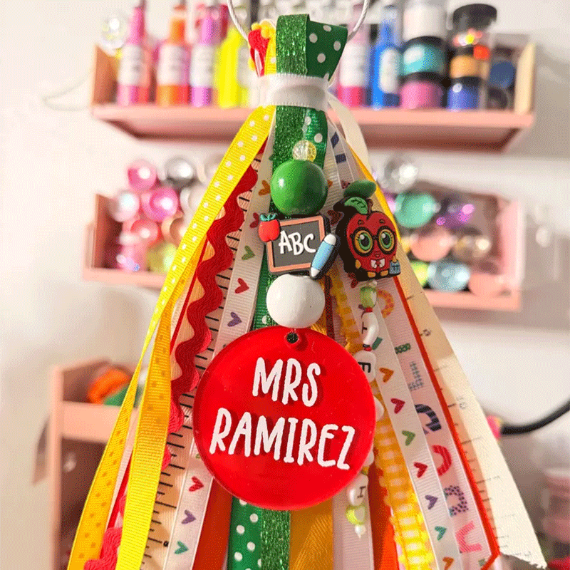Personalized Teacher Keychain | Custom Name Tassel Gift for Teachers