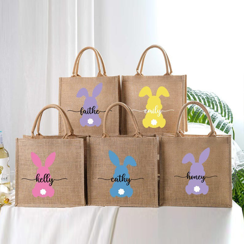 Personalized Easter Tote bag with Bunny,Easter Basket gift,Easter Bag with Name,Easter Gift
