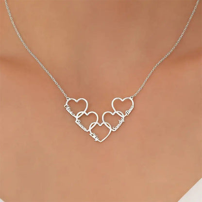 Personalized 1-5Names Heart Pendant Necklace，Birthday Anniversary Mother's Day Gift