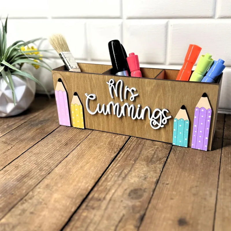 Personalized Pencil Teacher Desk Organizer, Custom Teacher Desk Caddy