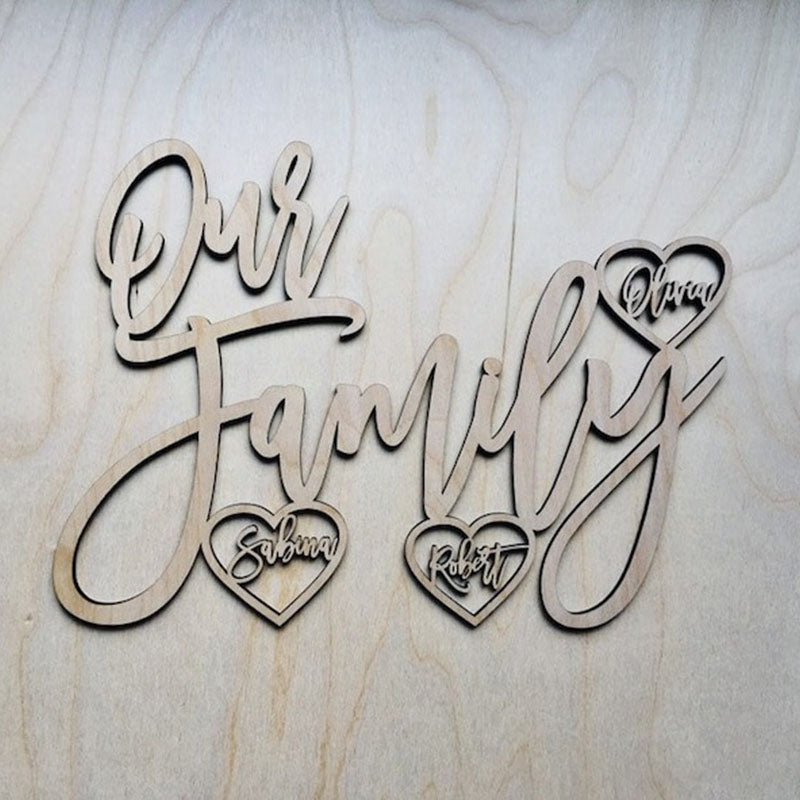 Our Family Personalised Wooden Sign, Custom Family Sign, Wooden Wall Sign