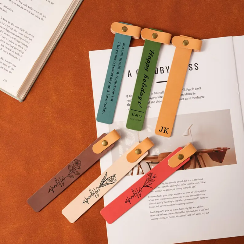 Personalized Leather Bookmark: Custom Engraved Full-Grain Italian Leather