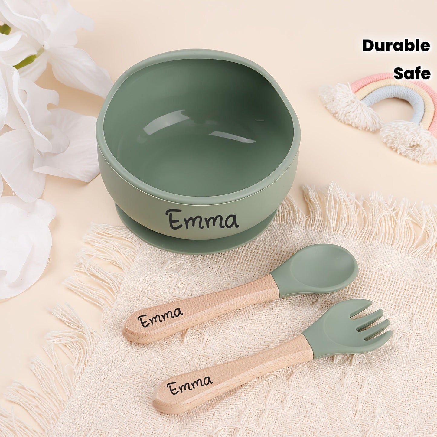 Personalized Microwave Safe Durable Silicone Feeding Bowl