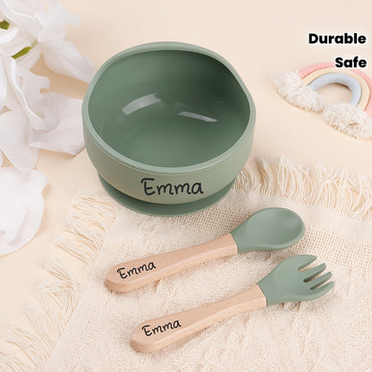 Personalized Microwave Safe Durable Silicone Feeding Bowl