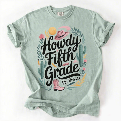 Howdy First Grade Custom Western Back to school teacher shirt