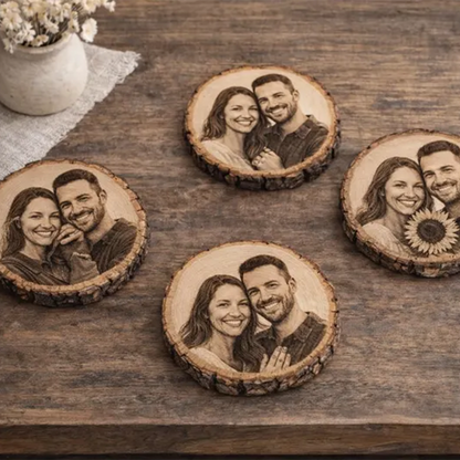 Custom Engraved Wood Photo Portrait, Laser Etched Basswood Keepsake