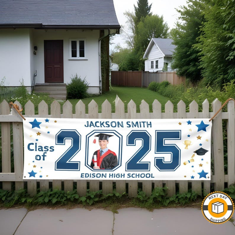 Custom Graduation Banner, Custom Photo Banner, Personalized Banner, Graduate Decor