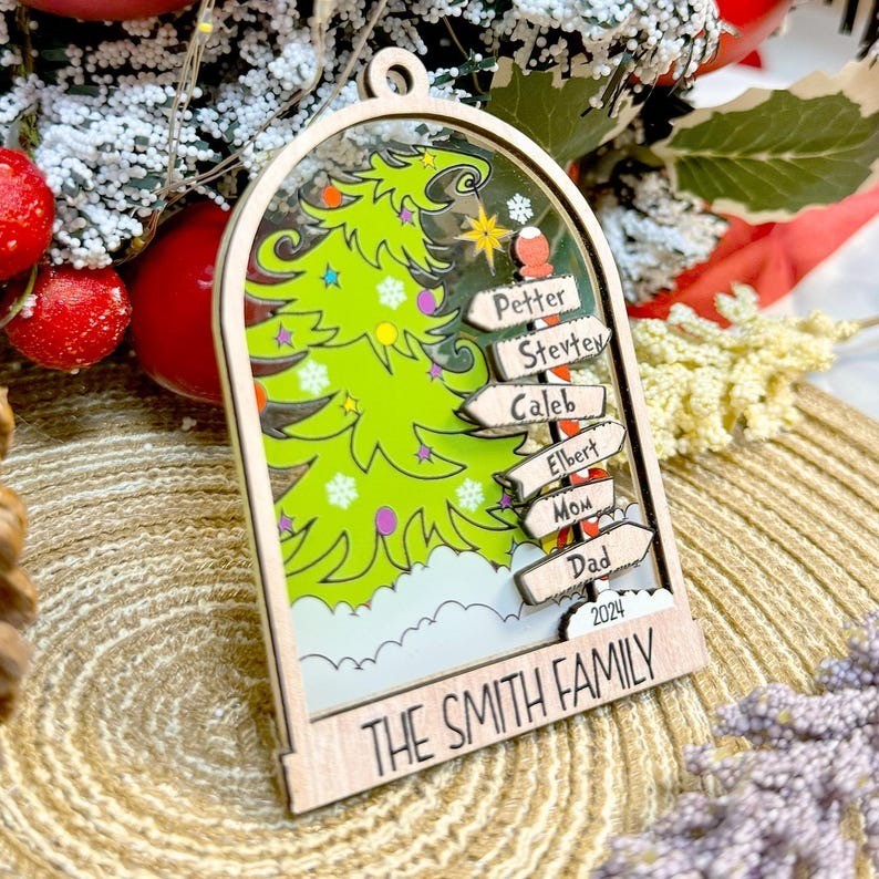 Personalized Family Christmas Ornament 2025, Custom Family Name Christmas Ornament