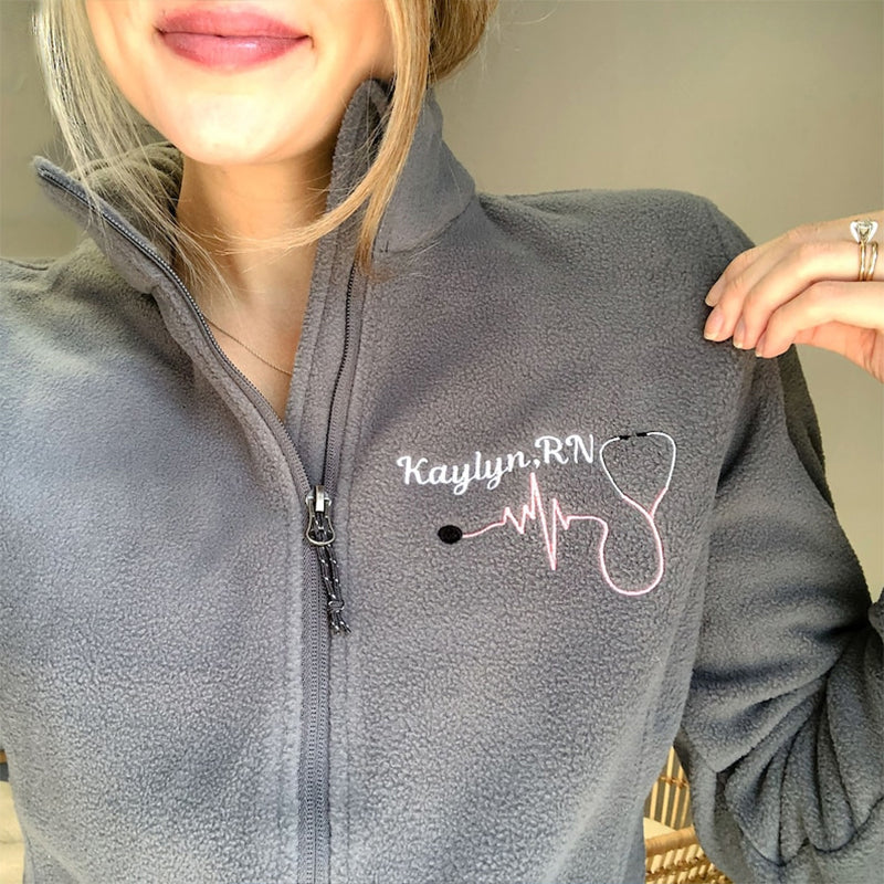 Monogrammed Nurse Full Zippered Jacket Sweatshirt