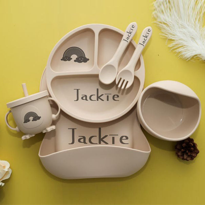 Personalized Silicone Baby Weaning Set | Engraved Silicone Bib