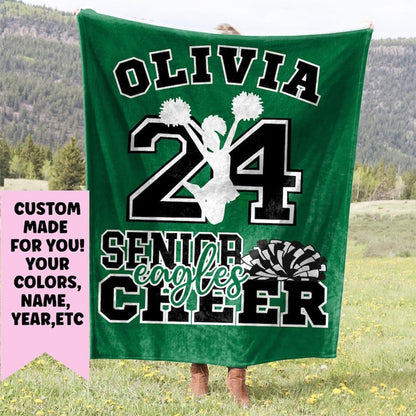 Personalized Cheer Blanket, Senior Night Gift