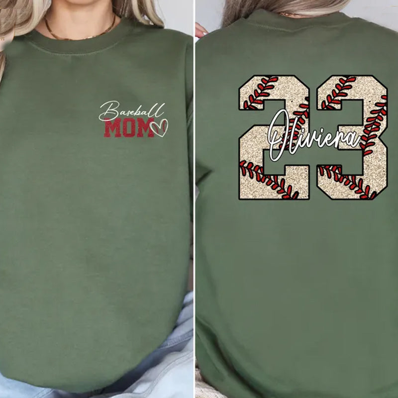 Custom Baseball Mom Sweatshirt, Personalized Baseball Mom Sweatshirt