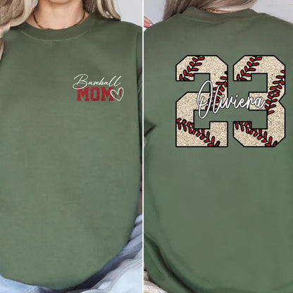 Custom Baseball Mom Sweatshirt, Personalized Baseball Mom Sweatshirt