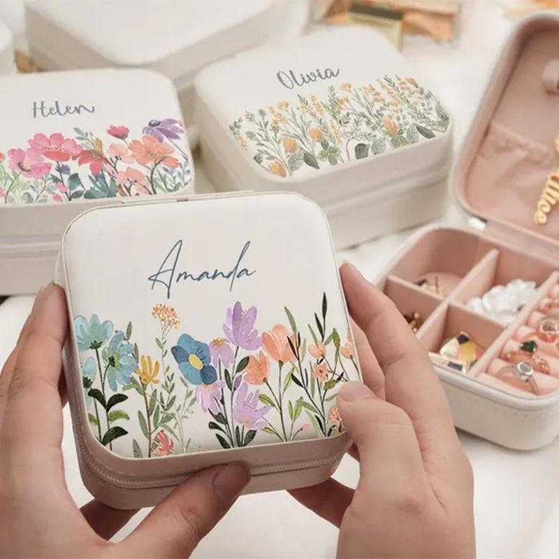 Travel Jewelry Box with Name,Birthday Christmas Gift for Women
