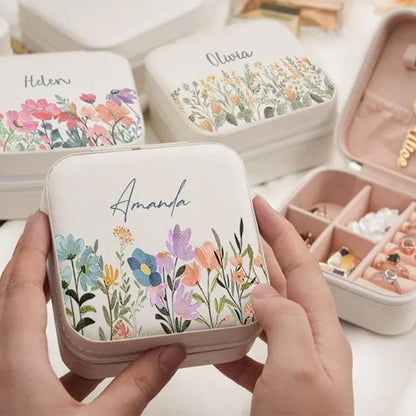 Travel Jewelry Box with Name,Birthday Christmas Gift for Women