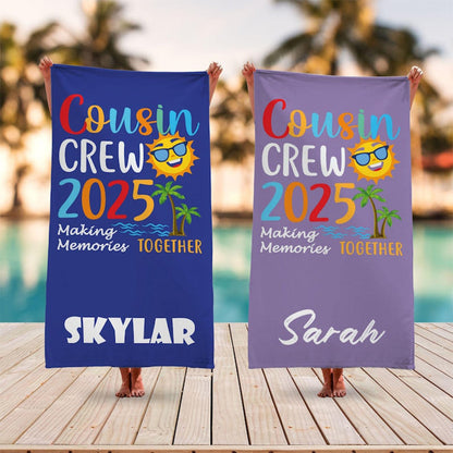 Custom Cousin Crew Beach Towel, Summer Beach Gift For Cousin