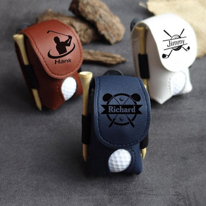 Leather Personalized Golf Ball Bag-Golf Ball And Tees Holder-Golf Holder-Accessories