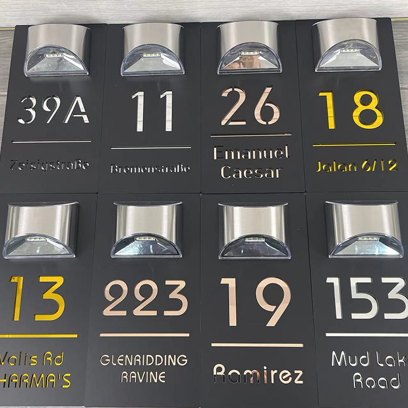 House Sign With Solar Light Door Number