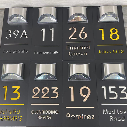House Sign With Solar Light Door Number
