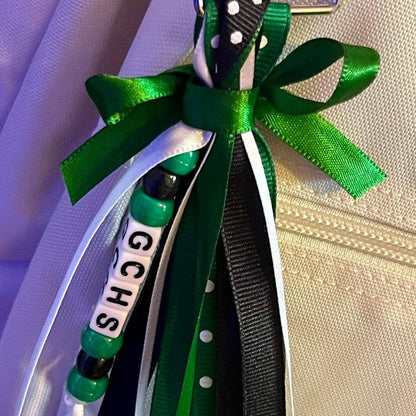 Personalized Ribbon Bag Tag/Cheer Bag Tag/Ribbon Zipper Pull