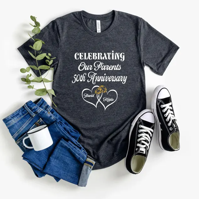 Personalized Wedding Anniversary Shirt, Celebrating Our 50th Anniversary Shirt