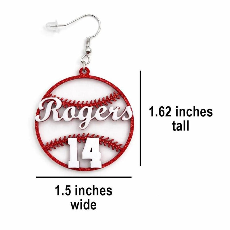 Personalized Baseball Earrings - Name and Number