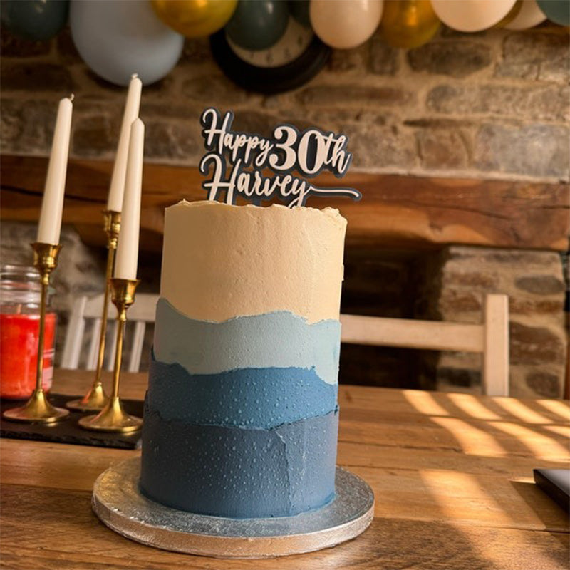Personalised Double Layer Topper Swirly Style, Wedding Cake Topper