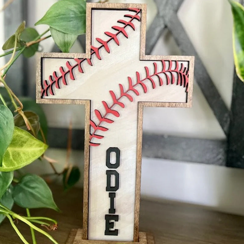 Personalized Baseball Cross, Boys Baptism Gift