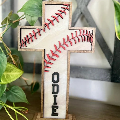 Personalized Baseball Cross, Boys Baptism Gift