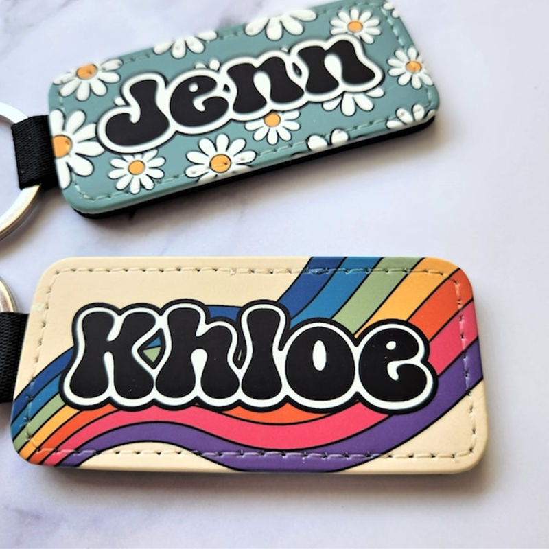 Personalized leather name keychain