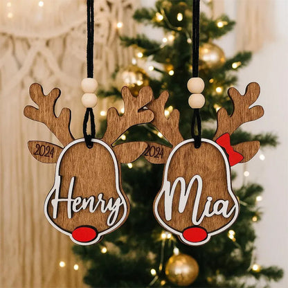 Personalized reindeer ornament | personalized Rudolph wooden ornaments