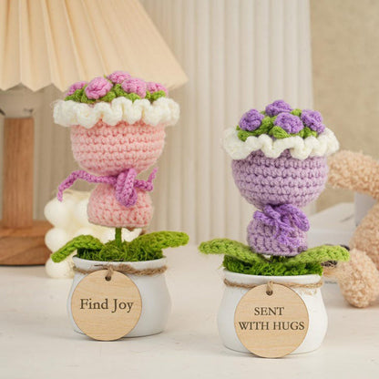 Personalized Gift for Mother ,Crochet Sunflower in Pot