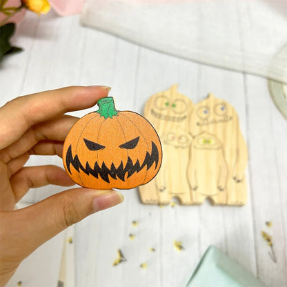Halloween Cute Ghosts Family Puzzle Wooden Decor,Custom Name Wooden Ghost With Pumpkin