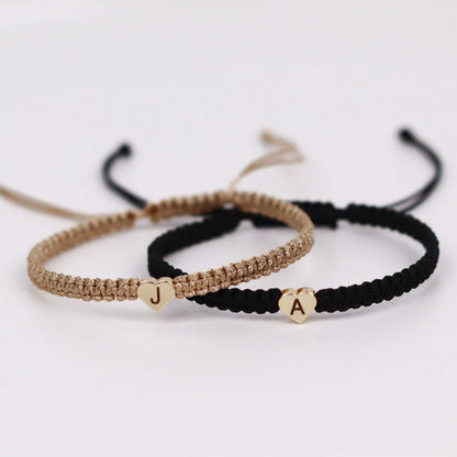 Set of 2 Custom Engraved Initial Bracelets for Couples and Friendships