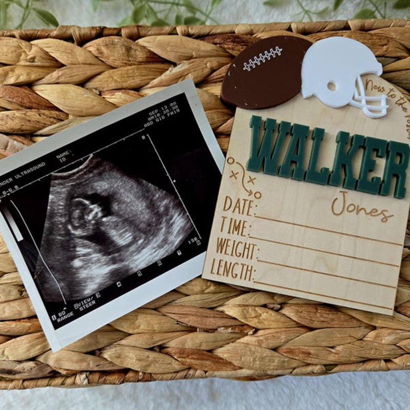 Football birth announcement sign newborn name sign baseball