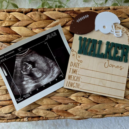 Football birth announcement sign newborn name sign baseball