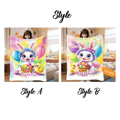Custom Kids Blanket, Kids Name Blanket, Personalized Baby Easter Blanket