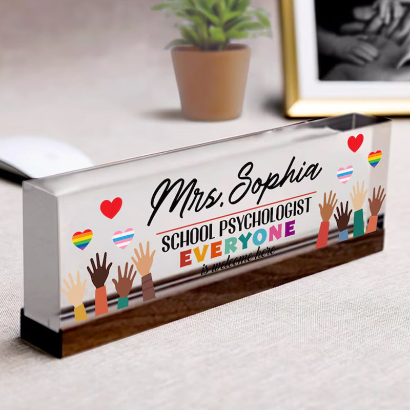 Custom Name Plate for Desk, Teacher Name Plate, Psychologist Gift