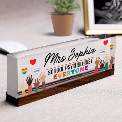Custom Name Plate for Desk, Teacher Name Plate, Psychologist Gift