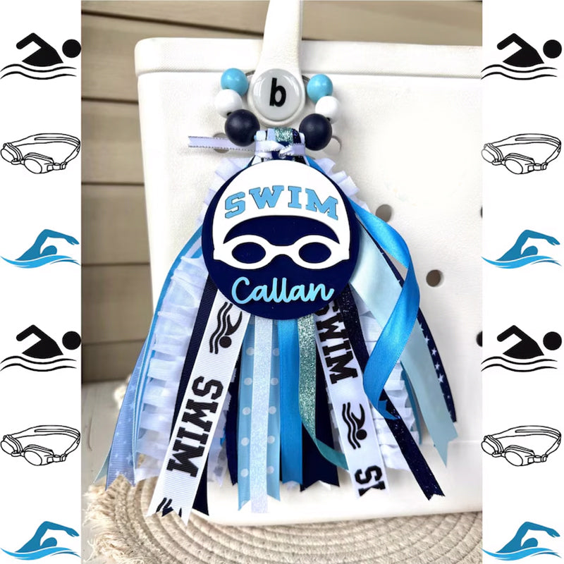 Swim Tassel Charm - Personalized Swimmer Bag Tag