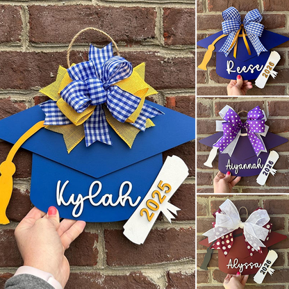 Personalized school colors graduation hat sign
