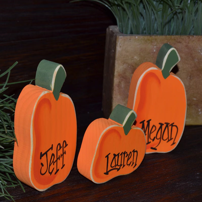 INDIVIDUAL Personalized Pumpkin Halloween Decor Thanksgiving Place Card Fall Decor