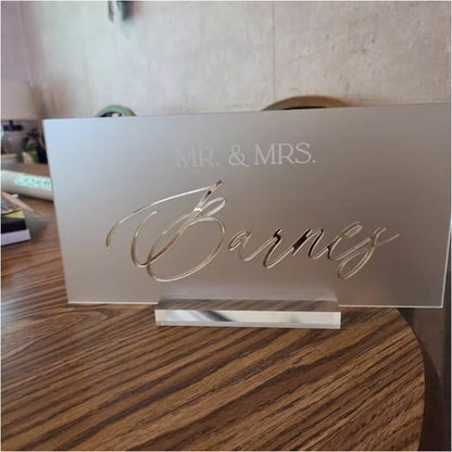 3D Mirrored Acrylic Wedding Head Table Mr Mrs Sign