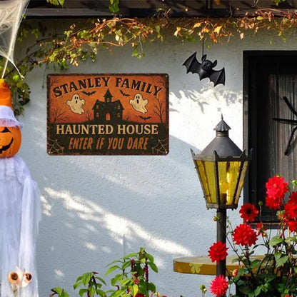 Custom Halloween Haunted House Metal Sign