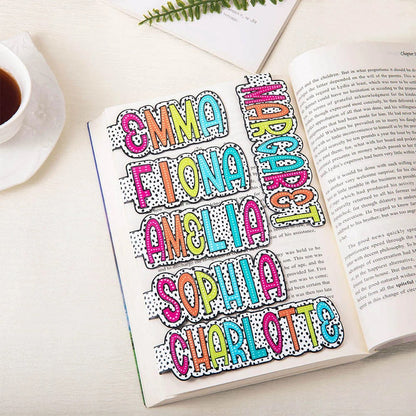 Personalized Colorful Dalmatian Dot Name Magnetic Bookmark