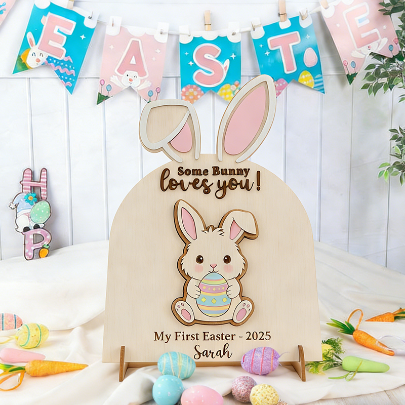 Custom Name Baby Easter Gift 2026,"Some Bunny Loves You"