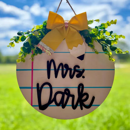 Personalized Teacher Door Hanger, 3D laser cut, teacher sign