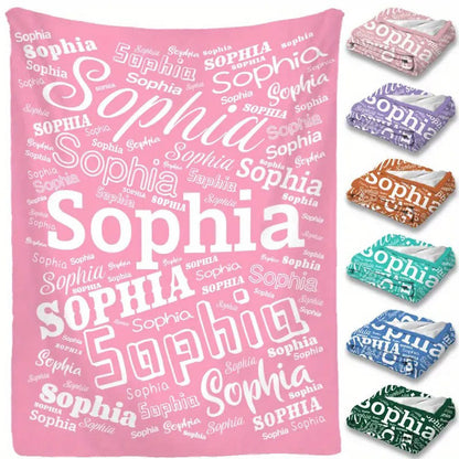Your Name Letter Gradient Text Custom Flannel Blanket
